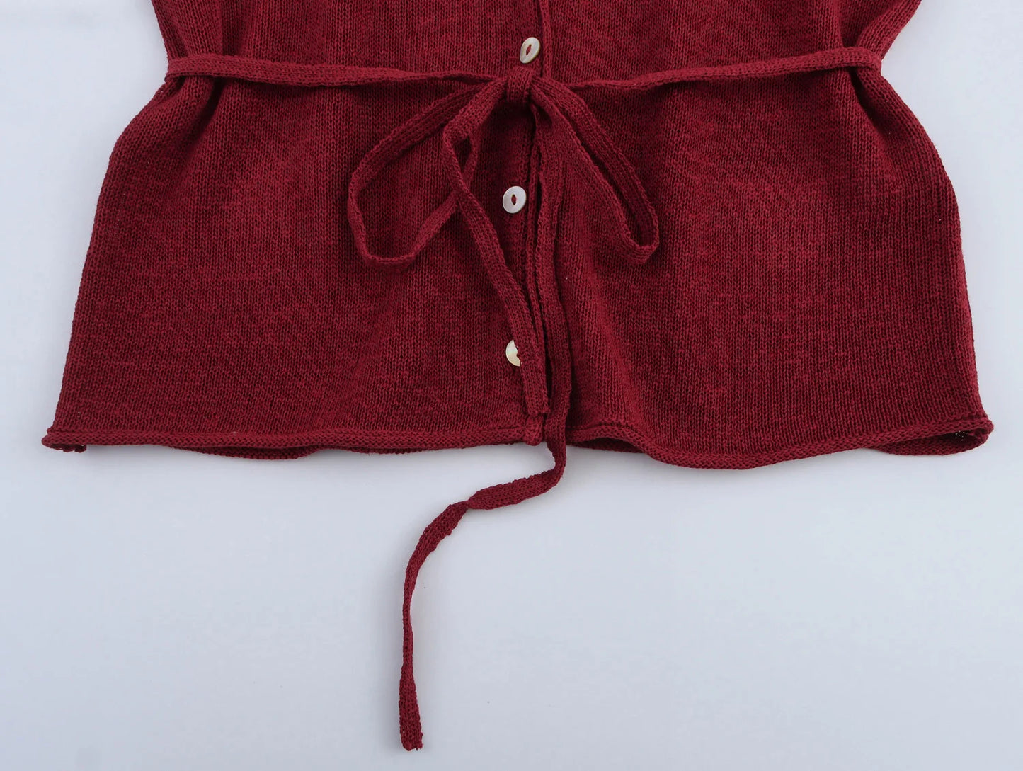 Women's Linen Blend V-Neck Long Sleeve Knitted Jacket - Versatile Summer Cardigan