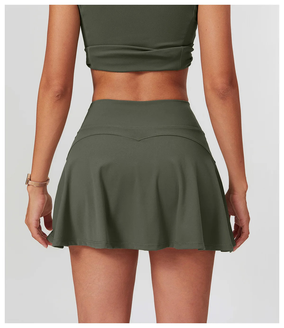 High Waist Sports Skirt - Quick Dry Yoga Skirt with Lined Shorts
