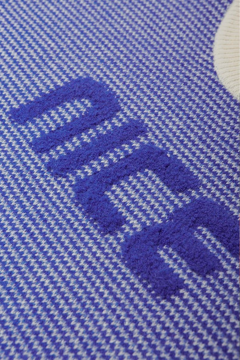Unisex Letter Print Loose Knit Pullover Sweater
