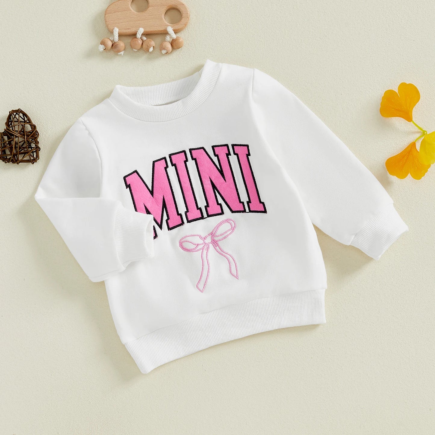 Family Matching Baby Sweatshirt - Long Sleeve Bow Embroidery Pullover