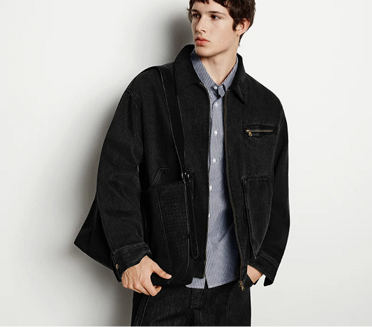 Vintage Detroit Style Denim Jacket Pure Cotton Workwear Casual Outdoor Coat