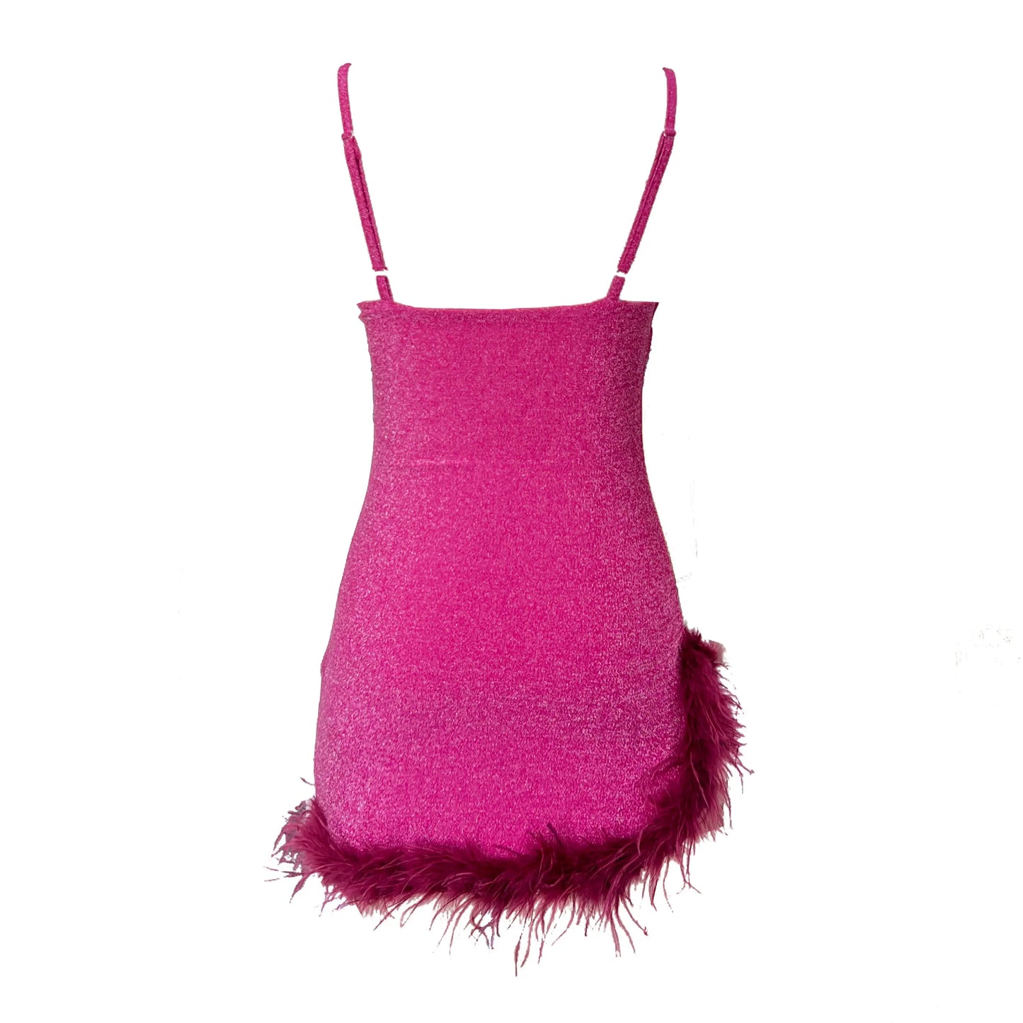 Sparkly Feather Mini Dress - Sleeveless Party Dress