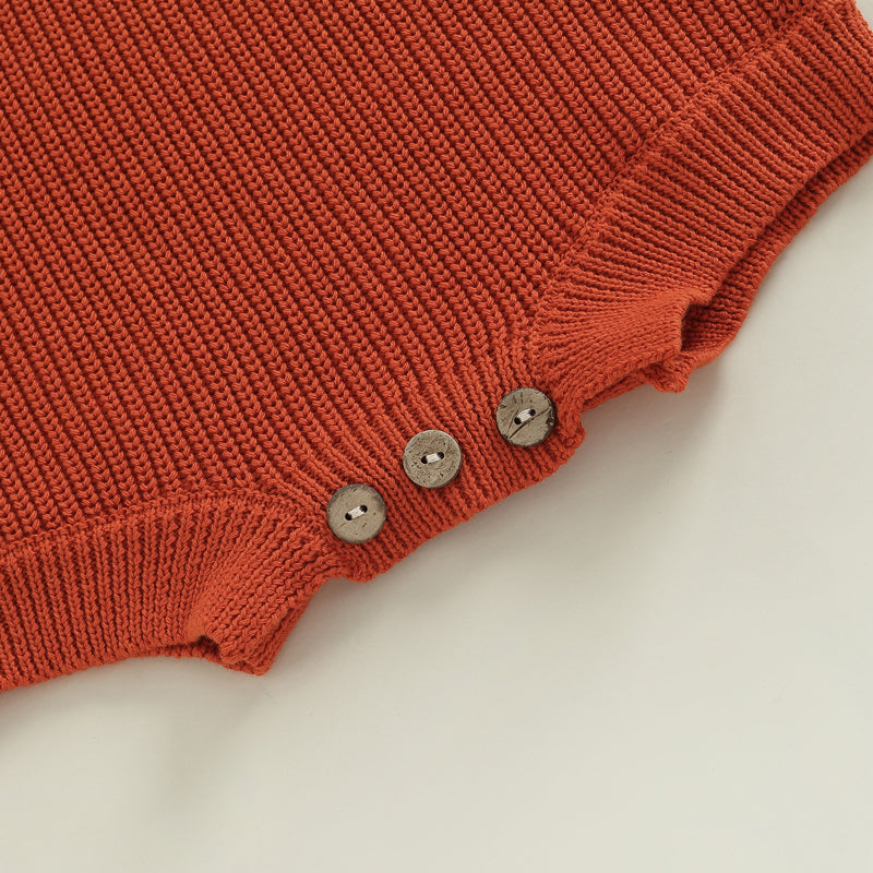 Baby Sweater Romper - Solid Knitted Long Sleeve Pullover Jumpsuit