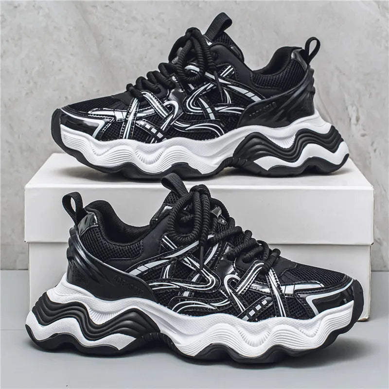 Men's Casual Platform Breathable Sports Shoes Lace Up Sneakers