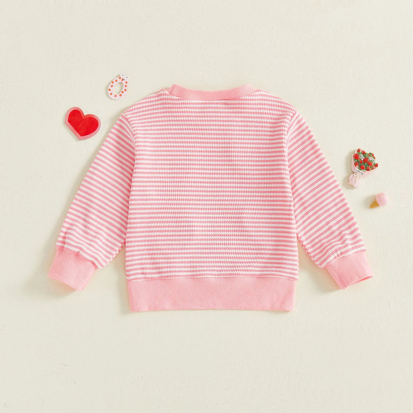 Toddler Girls Valentine's Day Sweatshirt with Heart Embroidery (0-4Y)