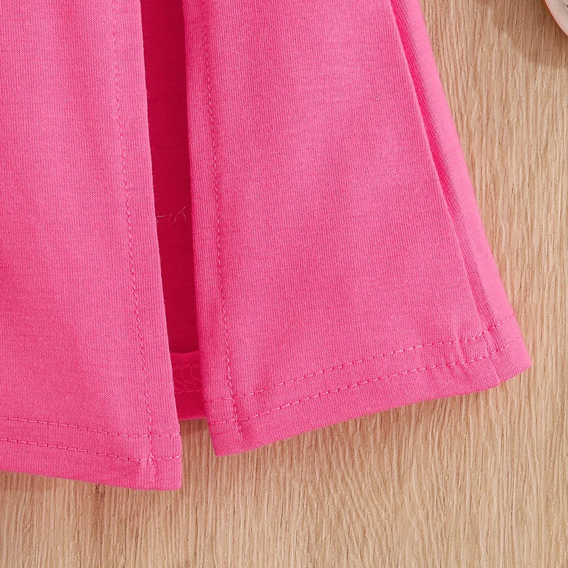 Little Girl's Summer Outfit Set - Off Shoulder T-Shirt & Denim Flare Pants