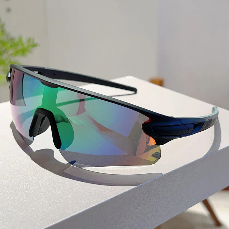 Men's Sports Goggle Semi Rimless Mirror Outdoor Cycling Sunglasses Wrapped Round Windproof Shades for Fishing