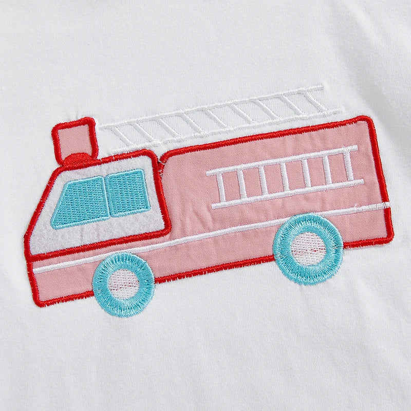 0-4Y Kids Girls Boys Clothes Sets Flag/Car Embroidery Short Sleeves T-Shirt and Elastic Shorts