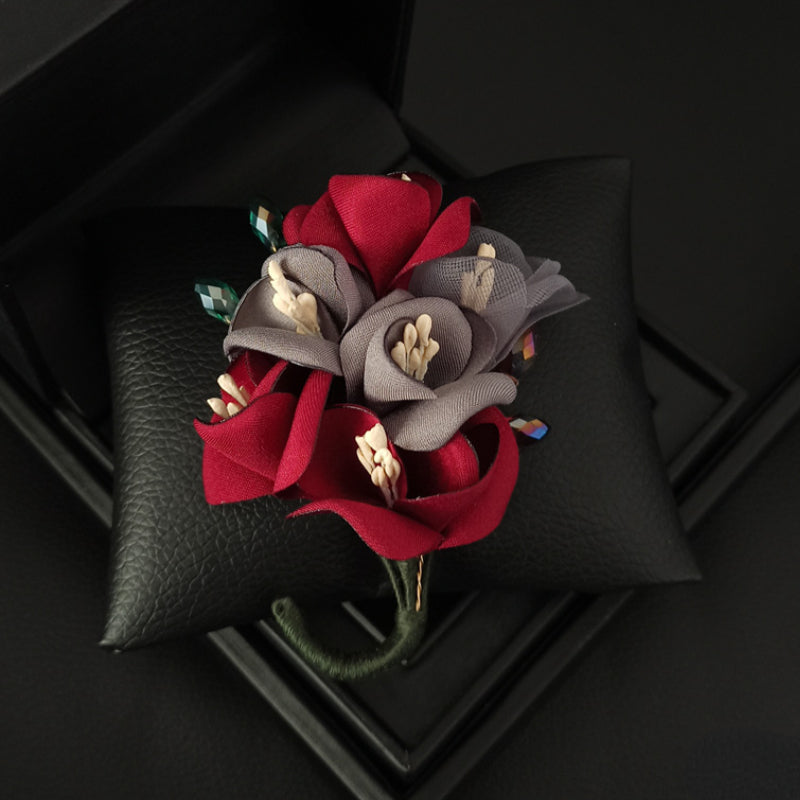 Elegant Fabric Flower Brooch Pin - Handmade Corsage for Women