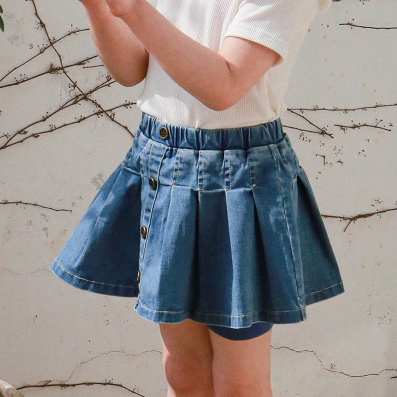Girl's Denim Skirt with Shorts inside