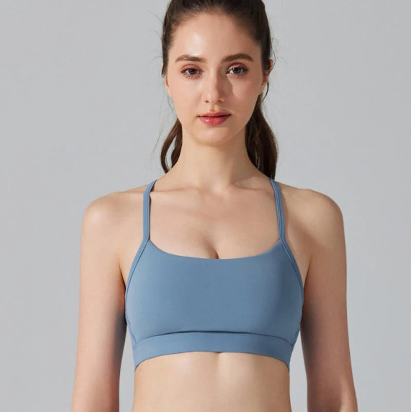 Women's Fitness Yoga Bra Buttery Soft Gym Crop Top Back Breathable Workout Top Sports Vest
