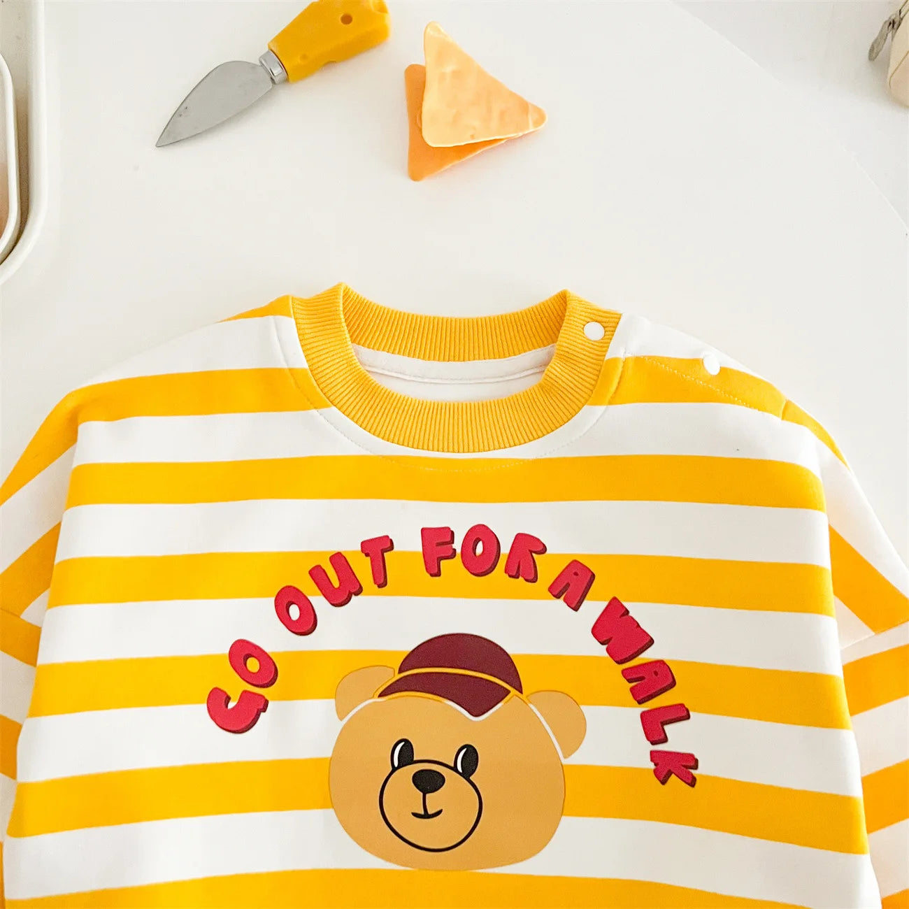 Baby's 100% Cotton Yellow Striped Bodysuit Outfit