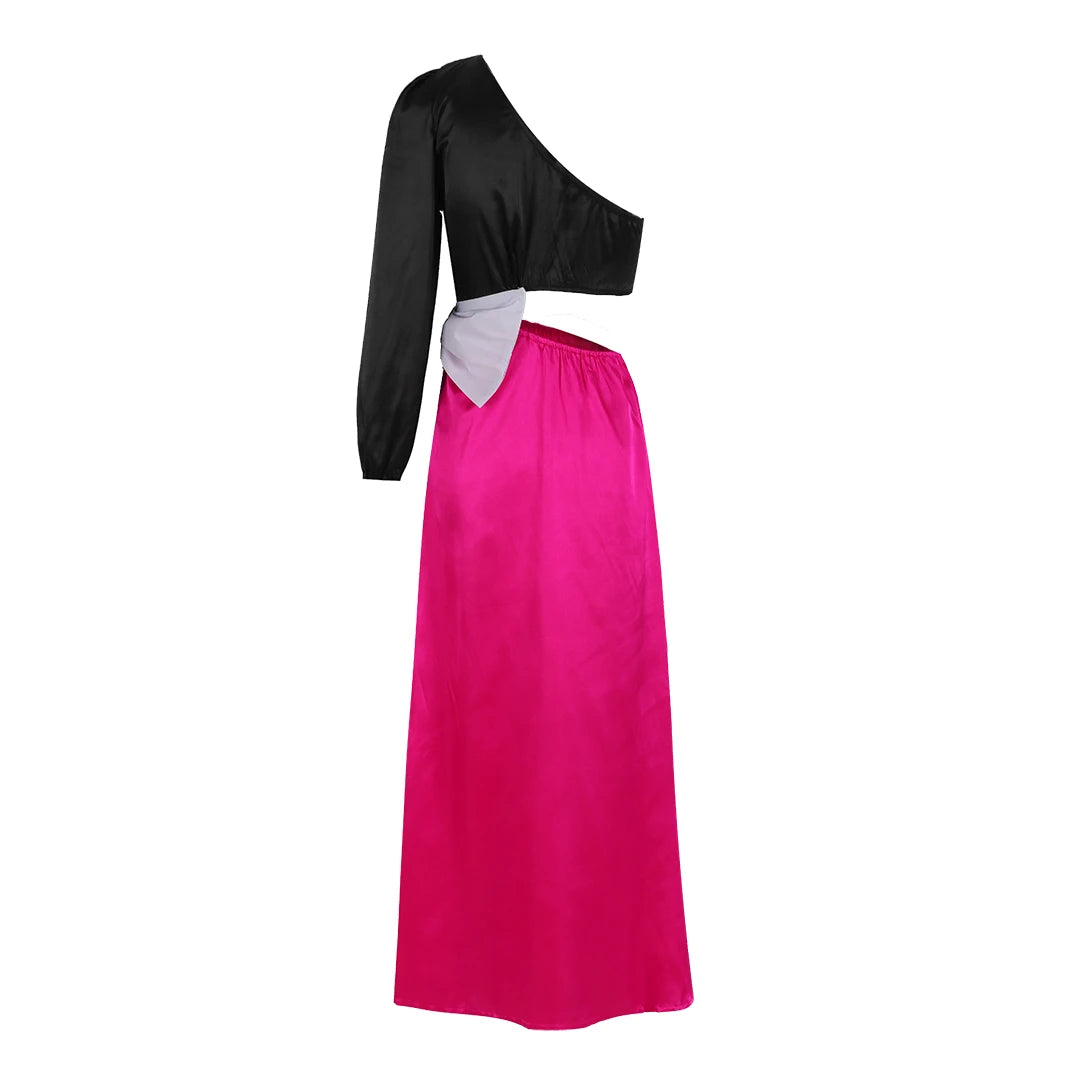 Women’s One Shoulder Midi Elegant Bandage Split Cutout Maxi Summer Bodycon Evening Party Dress