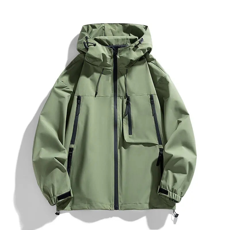 Men's Hooded Waterproof Hiking Jacket - Cargo Casual Outerwear Coat