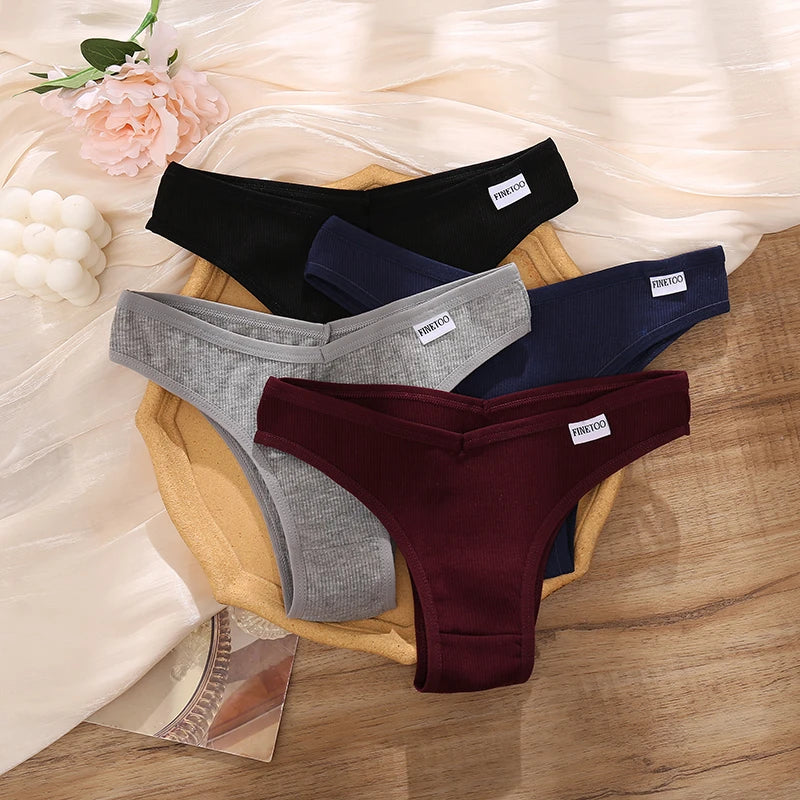 Women's Cotton Brazilian Panties V-Waist Thongs Underwear - Low-Rise Briefs Seamless Lingerie