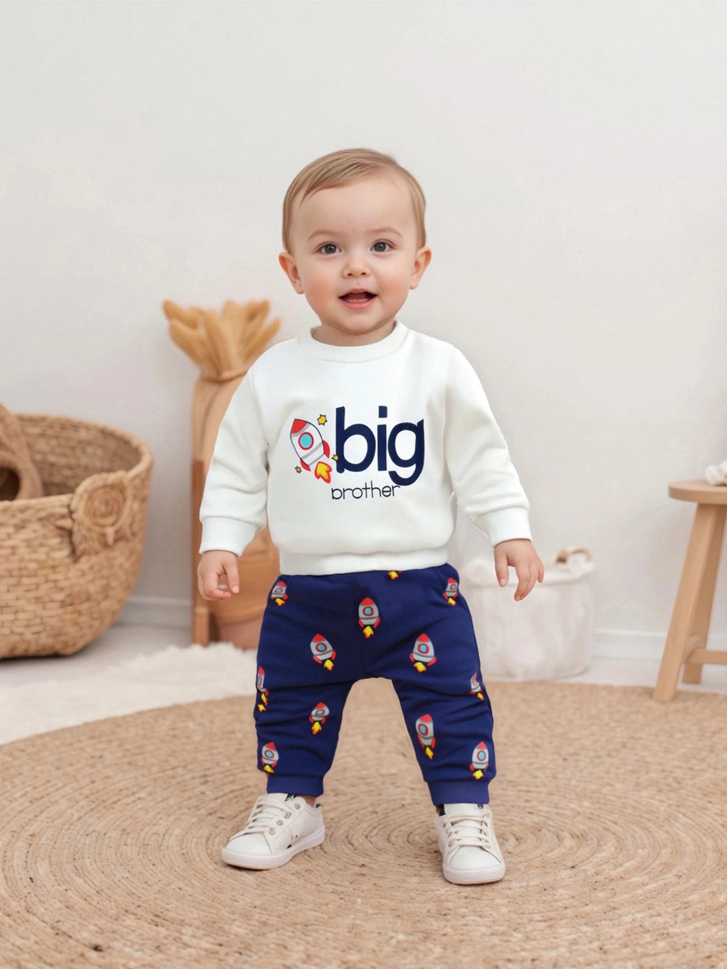 Toddler Boys Cartoon Print Sweatshirt & Pants Set (0-4Y)