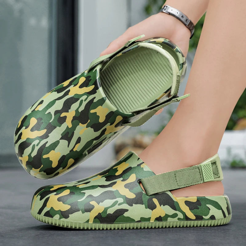 Men's Summer Slippers Sandals Camouflage Clogs Beach Slippers Flip Flop Casual Slides