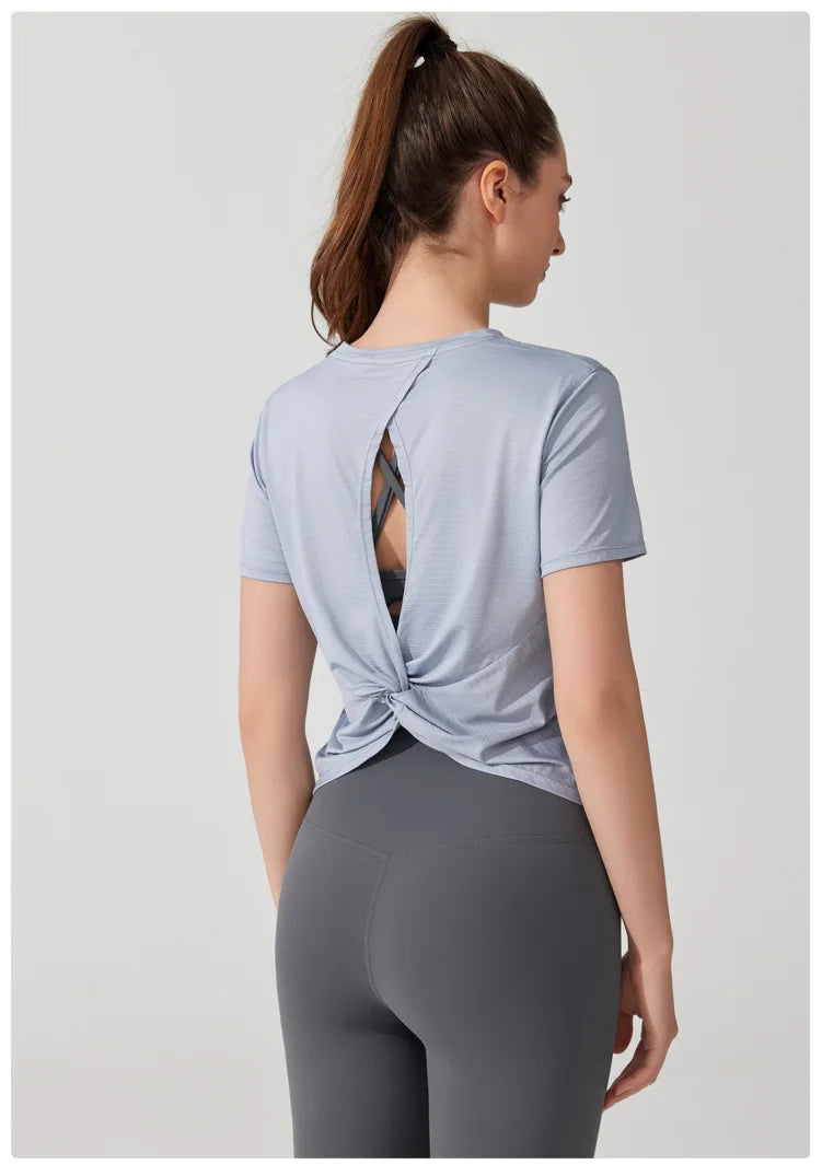 Women's Loose Fit Yoga T-Shirt - Quick Dry Athletic Top for Running & Gym