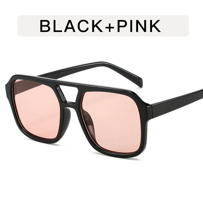 Women's Retro Square Sunglasses - Large Frame UV400 Protection Eyewear
