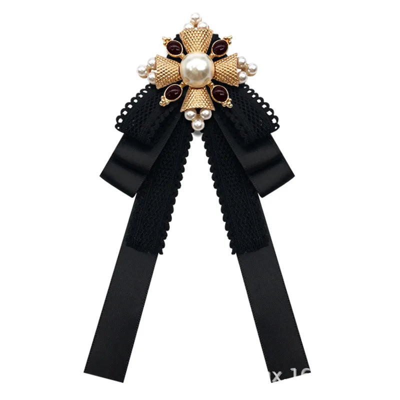 Retro Pearl Bow Brooch