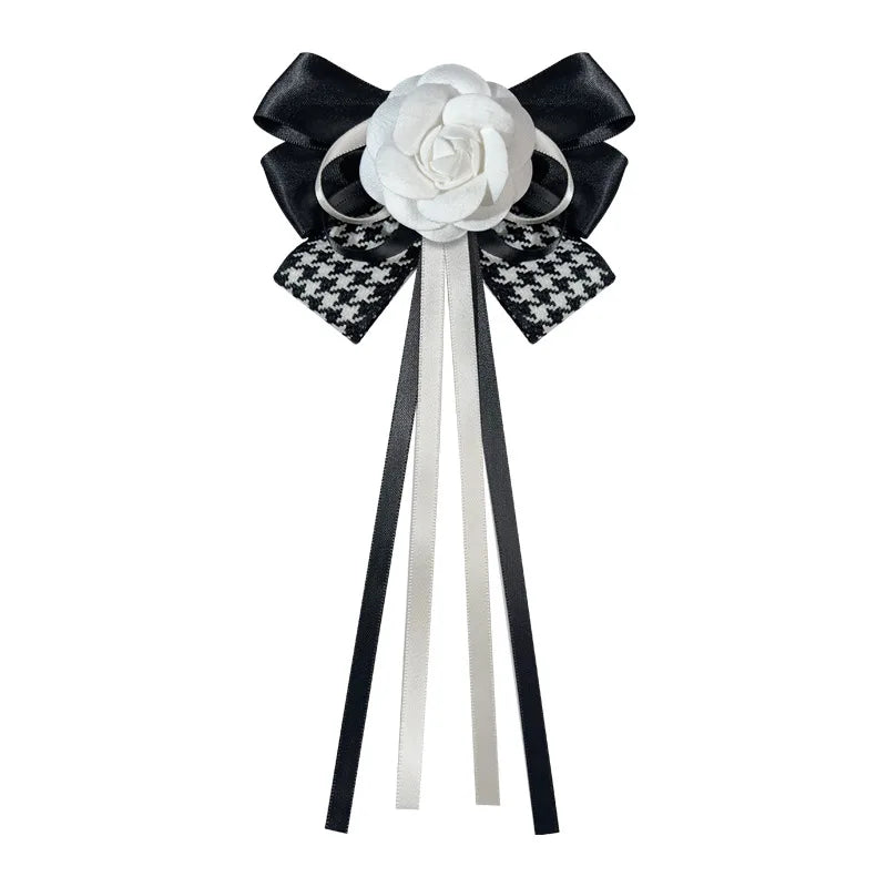 Elegant Fabric Camellia Flower Bow Brooch Pin - Women's Fashion Corsage Shirt Collar Badge Accessory