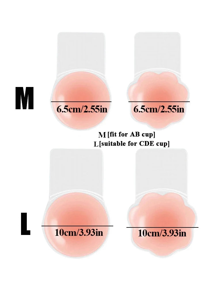 Women's Reusable Invisible Push Up Bra Nippe Cover Seamless Self-Adhesive Lift Up Stickers Bra Strapless Lingerie