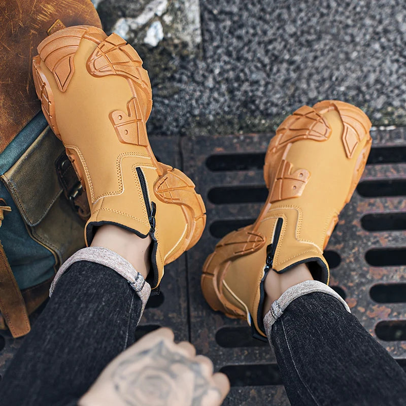 Men's Casual High Top Platform Skateboard Slip On Ankle Comfortable Vulcanized Sneakers