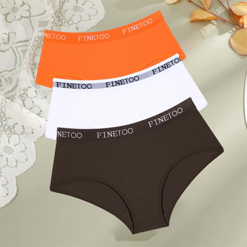 Women's 3Pcs Cotton Breathable Underwear Letter Belt Low Waist Briefs Stretch Comfortable Lingerie