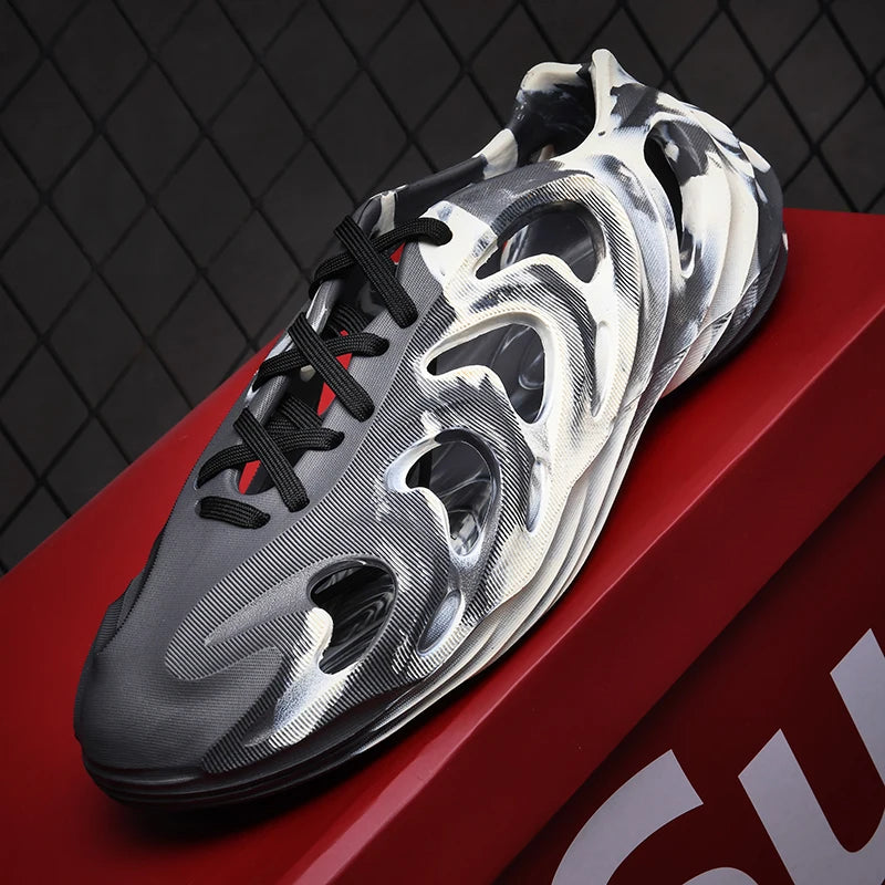 Men's Slippers Camouflage Design Platform Sandals Lace Up Beach Slippers Casual Outdoor Crocs Clogs