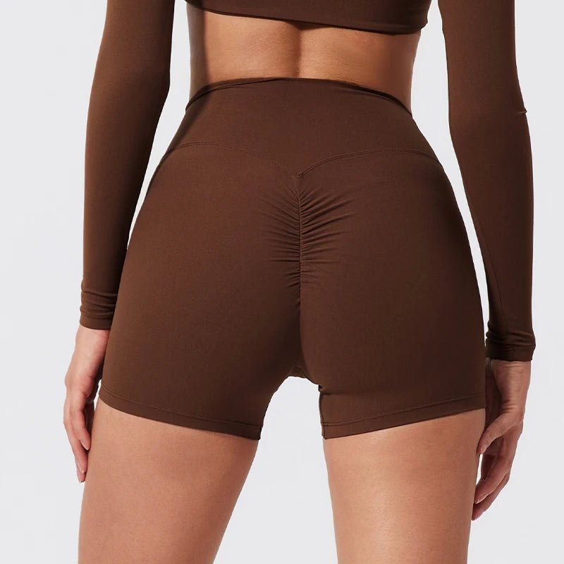 Women's Elastic Scrunch Yoga Push Up Gym Leggings Cycling Workout Short Quick-Dry High Waist Sports Shorts
