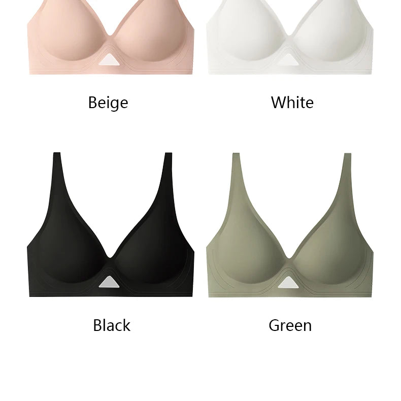 Women's Deep V Seamless Bra Hollow Underwear Comfortable Wireless Brassiere Soft 3/4 Cup Bras Lingerie