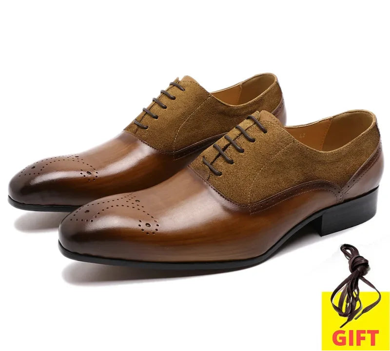 Men's Genuine Leather & Suede Oxford Shoes - Handmade