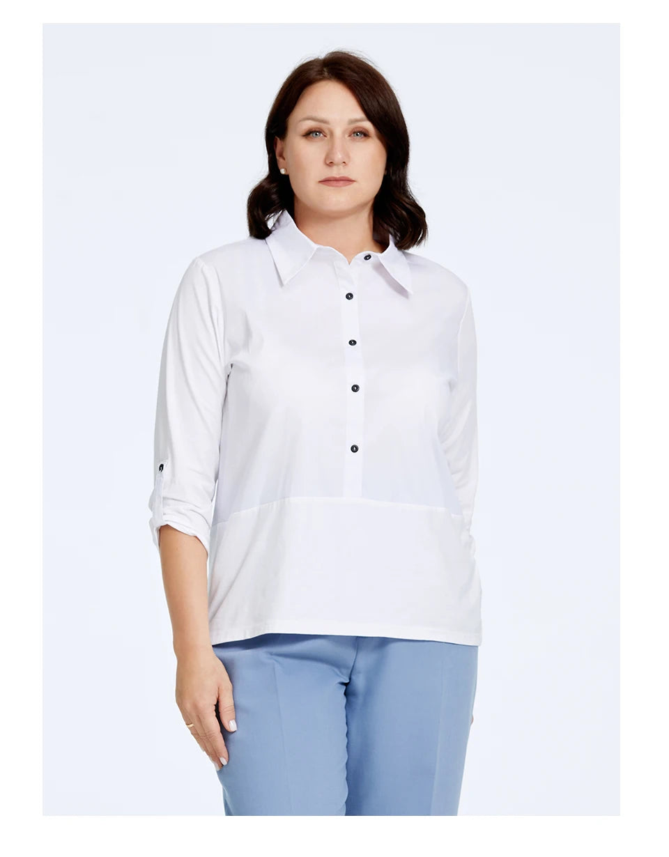 Women's Blouses Elegant Lapel Stitching Plus Size Shirt