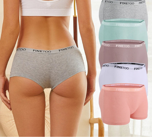 Women's Cotton Boxer Shorts - Seamless Mid Waist Safety Underwear