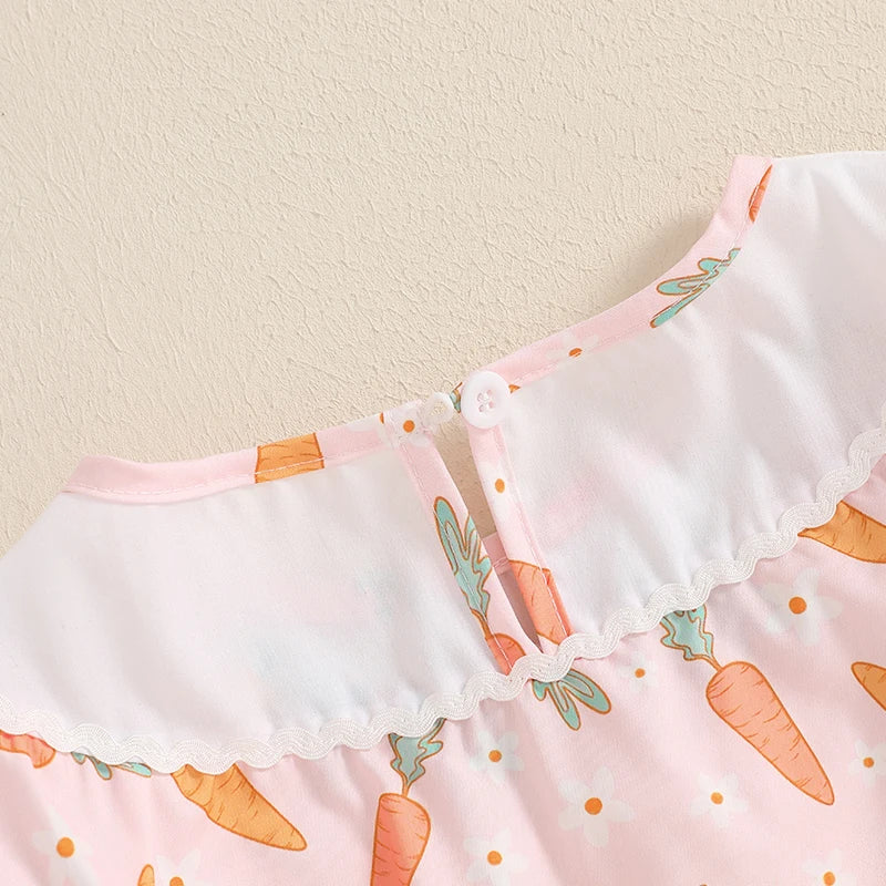 Lovely Baby Easter Romper - Short Sleeve Rabbit Print Bodysuit (0-18M)