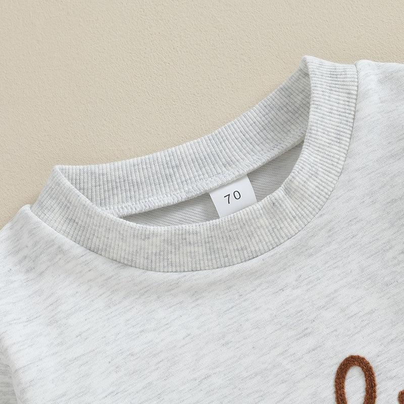 Toddler Baby Boys Sweatshirt Romper - Long Sleeve Letter Print Pullover Jumpsuit (0-4Y)