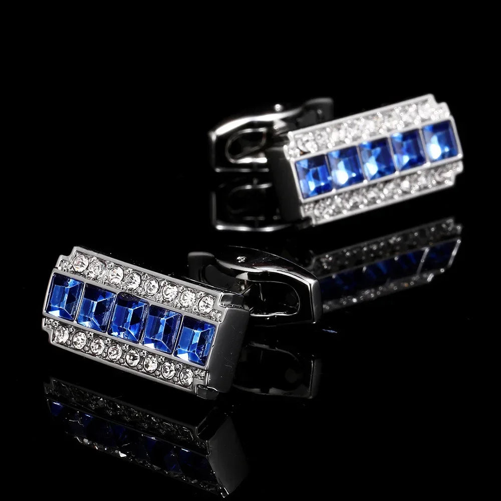 Rhinestone Crystal Cufflinks - Men's Elegant Wedding Formal Accessories