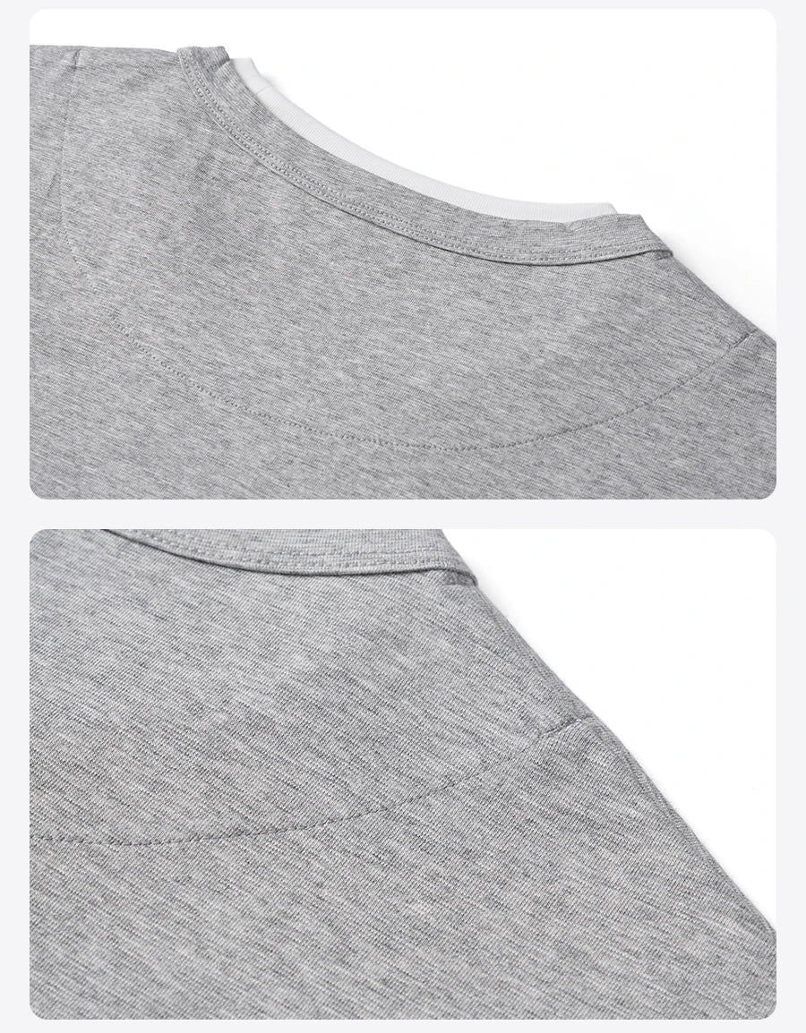 Men's Spring Long Sleeve Fake Double Layer 210gsm Sorona Fabric T-Shirt
