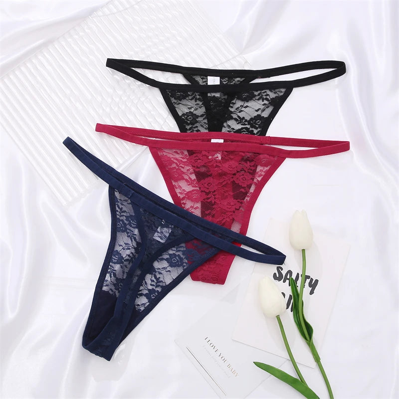 5Pcs Cotton Lace Thongs Hollow Out Floral Underwear Panties Low Waist G-string Comfortable Lingerie