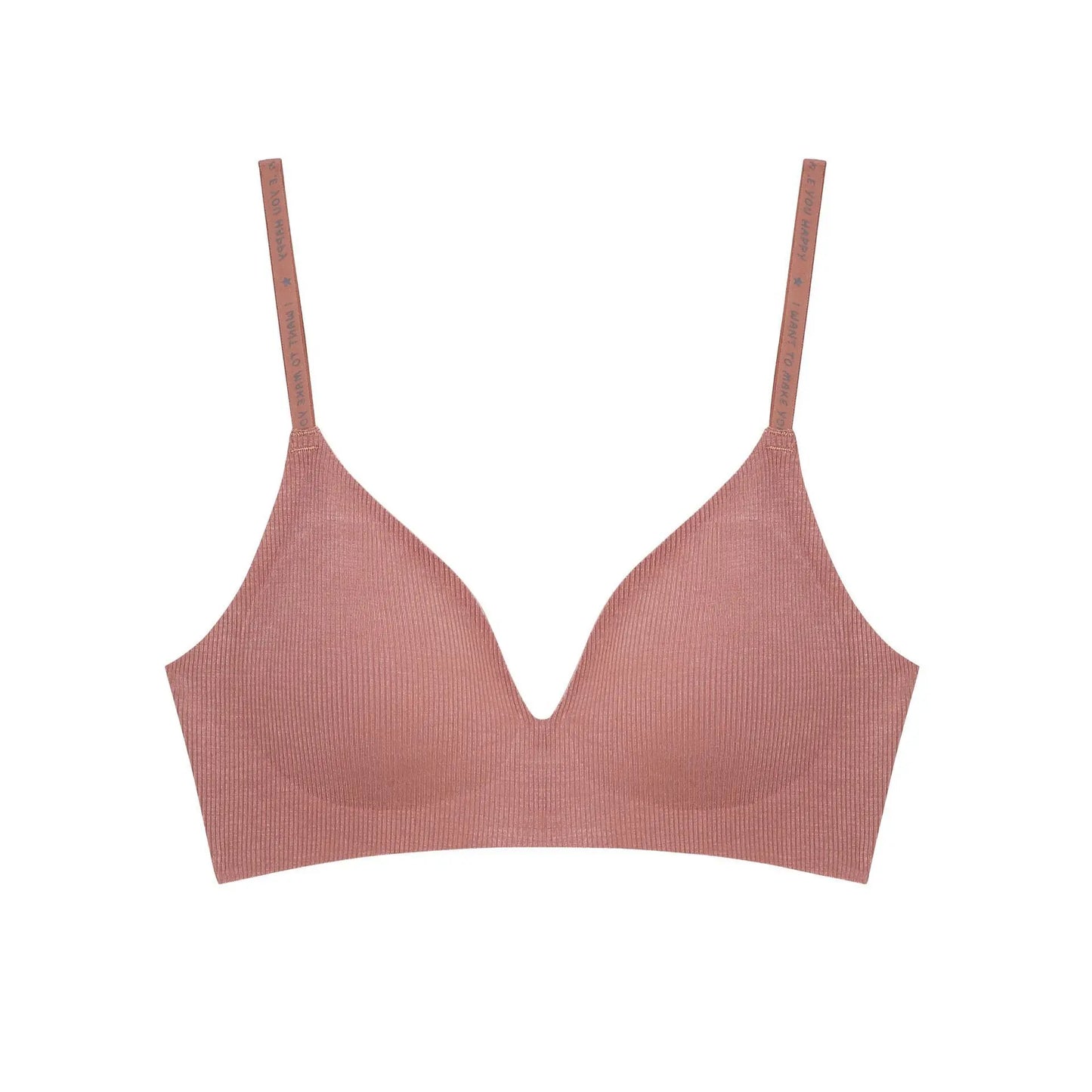Women's Wireless Bra Deep V Padded Bralette Stripe Knitting Bra