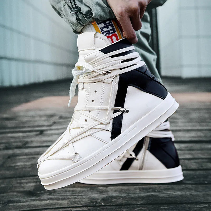 Men's Casual High-top Sports Strap Design Sneakers