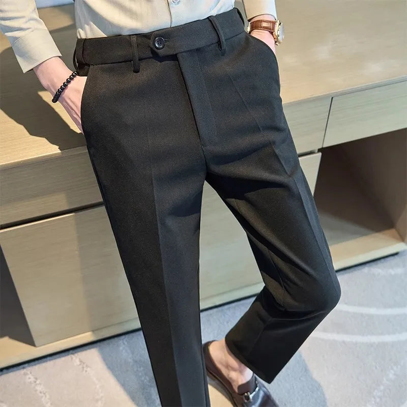 Men's Woolen Elastic Full Length Trousers
