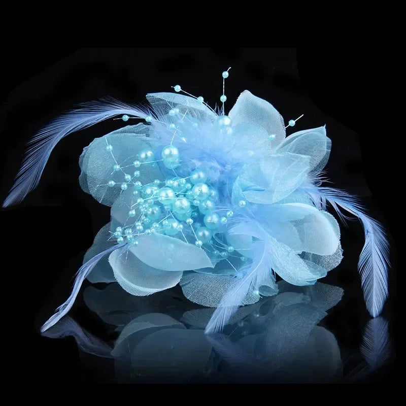 Elegant Feather Fabric Flower Brooch - Women's Corsage Lapel Pin