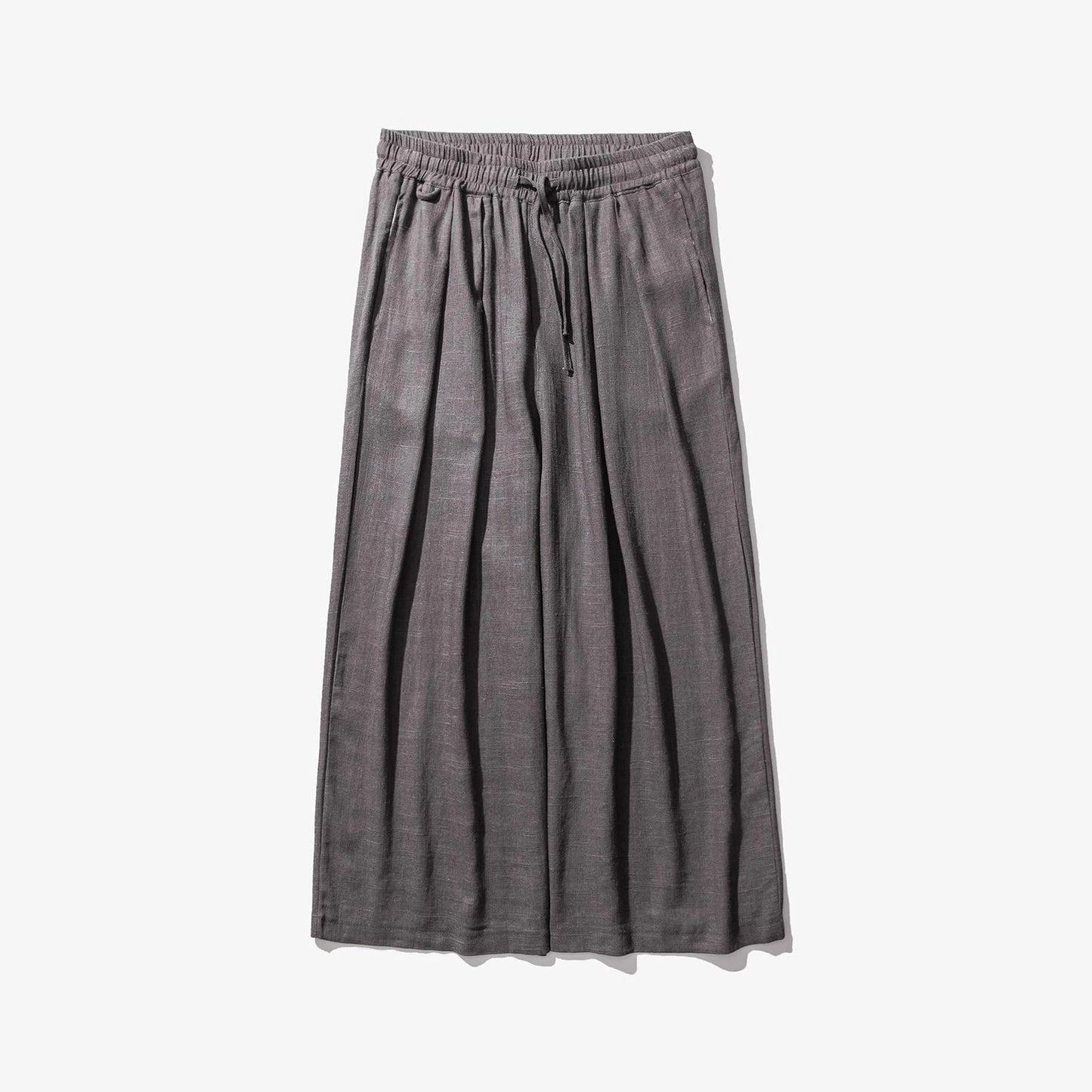 Men's Summer Cotton Linen Casual Chinese Style Loose Harem Straight Lightweight Wide Leg Trousers