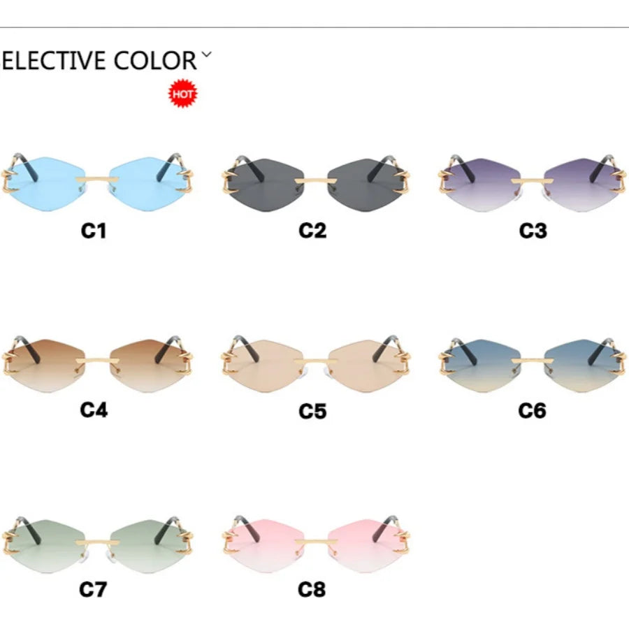 Frameless Polygonal Sunglasses - Unisex UV400 Protection Hip-Hop Style Outdoor Shades