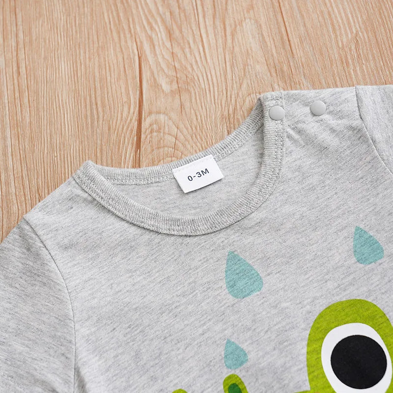 Baby's Cartoon Crocodile 3d Printed Cotton Comfortable Casual Short Sleeve Bodysuit Romper Babygrow