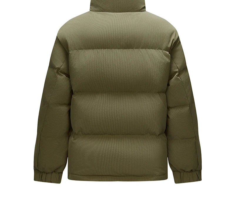 Down Jacket Men Textured Loose Fit Stand Collar Puffer Coat Winter Versatile Outerwear