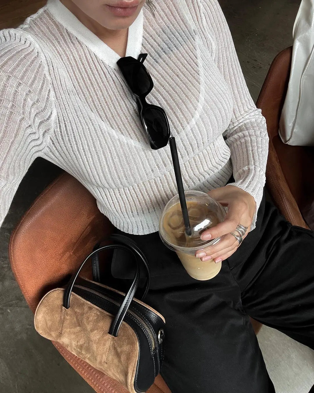 Women's Elegant Striped See Through Long Sleeve Top