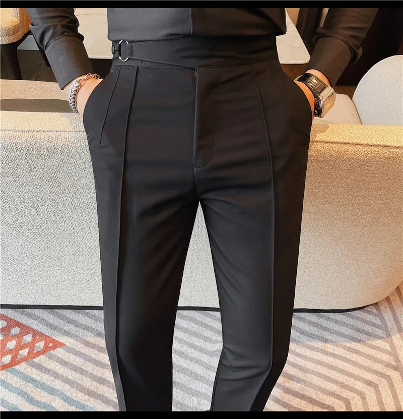 Men's British Style Slim Fit Smart Casual Trousers