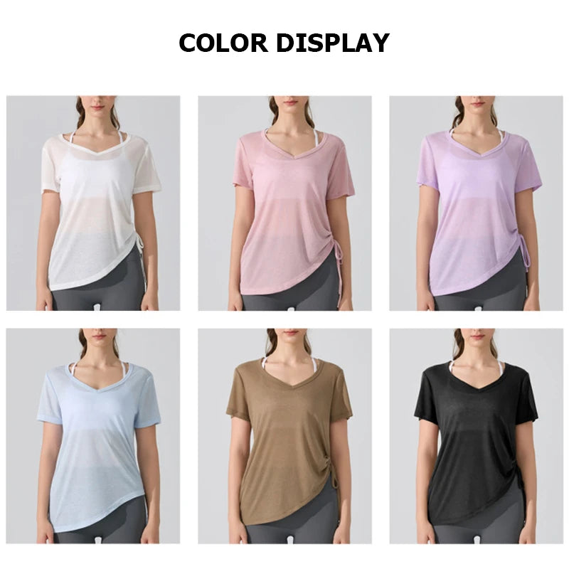 Women's Short Sleeve Yoga T-Shirt - Breathable Quick Dry Workout Top